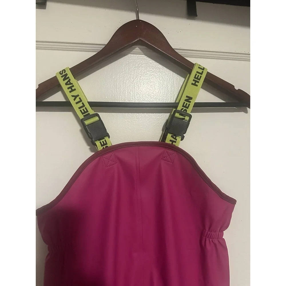 HELLY HANSEN Pink Bib Pants Yellow Straps Top Youth Size 104/4 Girls